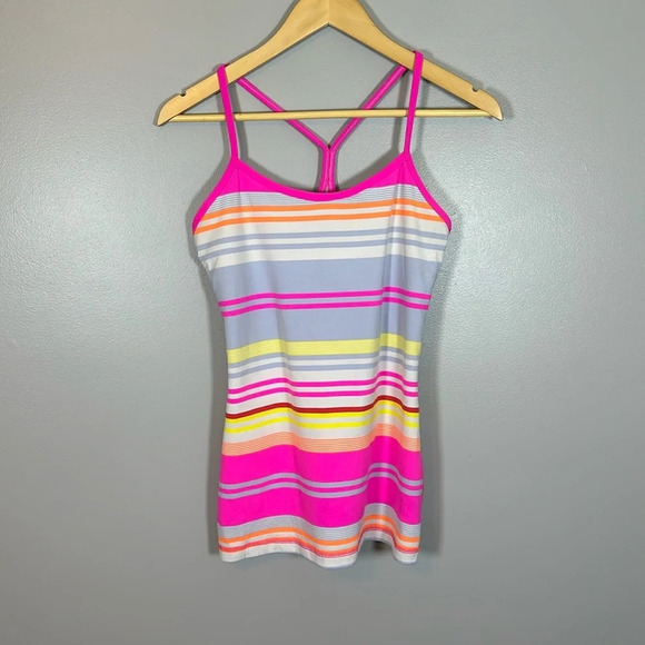 Lululemon Power Y Tank Raspberry Glo Groovy Stripes - Picture 3 of 5